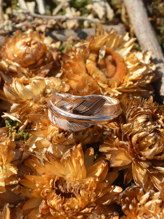 EFRG-0021 18K ROSE GOLD KAZEKIRI FEATHER PINKIE RING