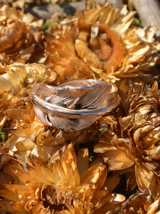 EFRG-0021 18K ROSE GOLD KAZEKIRI FEATHER PINKIE RING