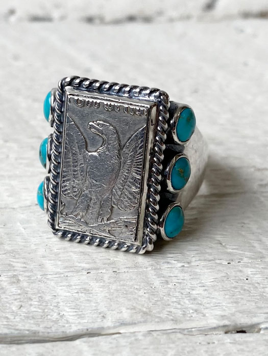 6 TURQUOISE MORGAN COIN RING (Discontinued)　