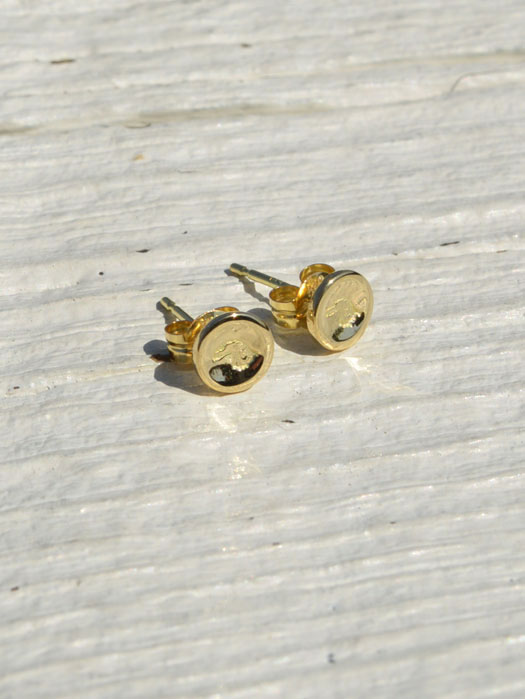 EFOT-0011 18K GOLD EAGLE HEAD PIERCED EARRING (PAIR)