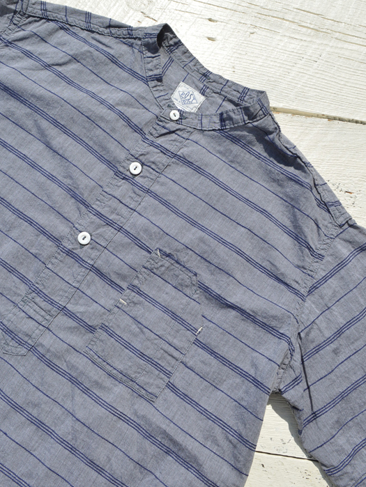 Band Collar Shirt (Horizontal Stripe)
