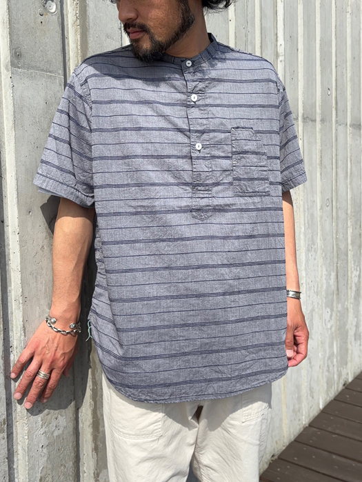 Band Collar Shirt (Horizontal Stripe)