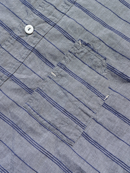 Band Collar Shirt (Horizontal Stripe)