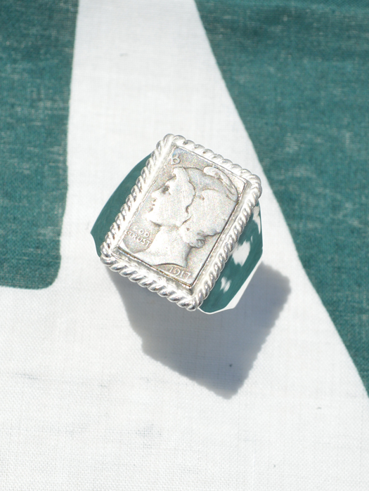 BR-0071 LIBERTY RING (WINGED WOMAN、18K GOLD ACCENT INSIDE)