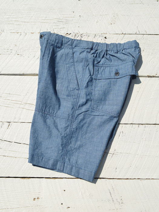 ELASTIC FATIGUE SHORTS (Chambray)