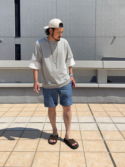 ELASTIC FATIGUE SHORTS (Chambray)