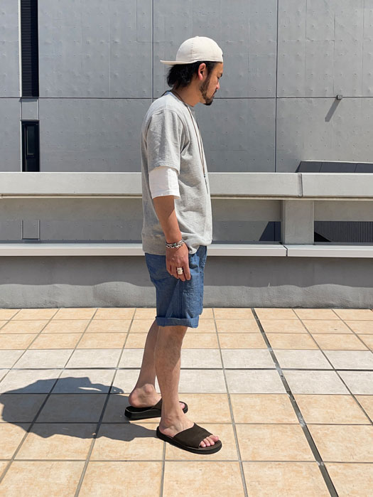 ELASTIC FATIGUE SHORTS (Chambray)