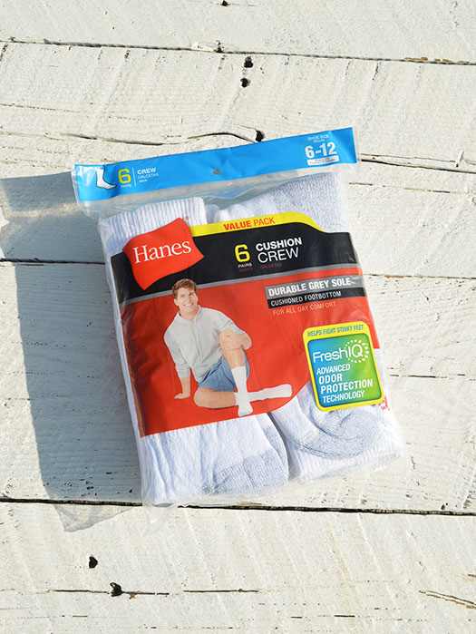 【Hanes】　Men's Cushion Crew Socks 6-Pack