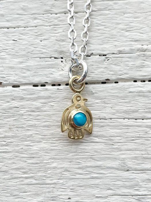 NL-0144 18K GOLD BABY THUNDERBIRD PENDANT (TURQUOISE)