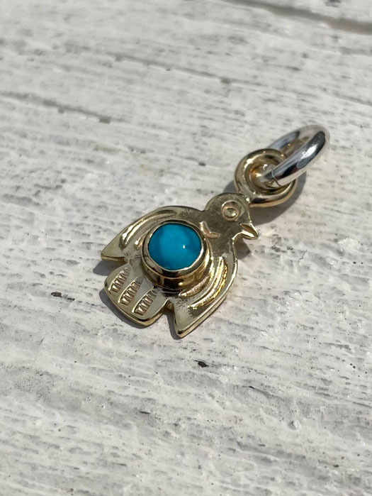 NL-0144 18K GOLD BABY THUNDERBIRD PENDANT (TURQUOISE)