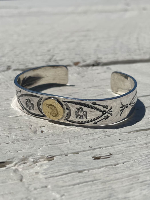 BR-0075　18K EAGLE HEAD STAMPED BRACELET　