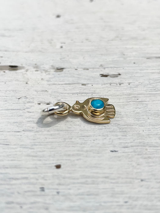 NL-0144 18K GOLD BABY THUNDERBIRD PENDANT (TURQUOISE)