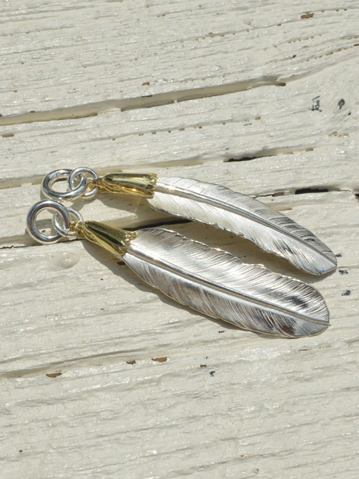EFNL-0049 EAGLE HEAD FEATHER PENDANT No. 49 (18K GOLD ACCENT)