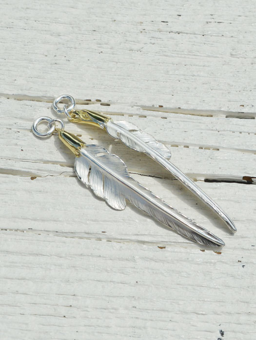 EFNL-0047　EAGLE HEAD KAZEKIRI FEATHER PENDANT No. 47 (L) (18K GOLD ACCENT)　　