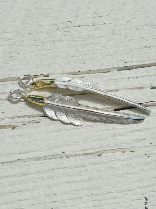 EFNL-0047　EAGLE HEAD KAZEKIRI FEATHER PENDANT No. 47 (L) (18K GOLD ACCENT)　