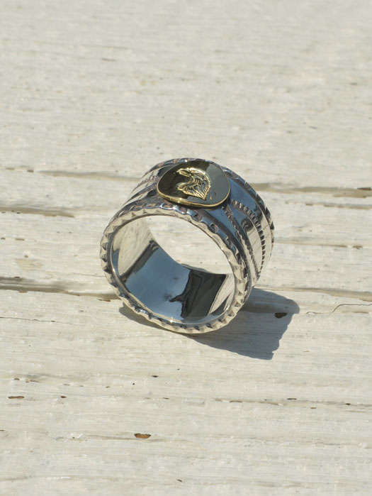 EFRG-0032　18K EAGLE FACE STAMP RING