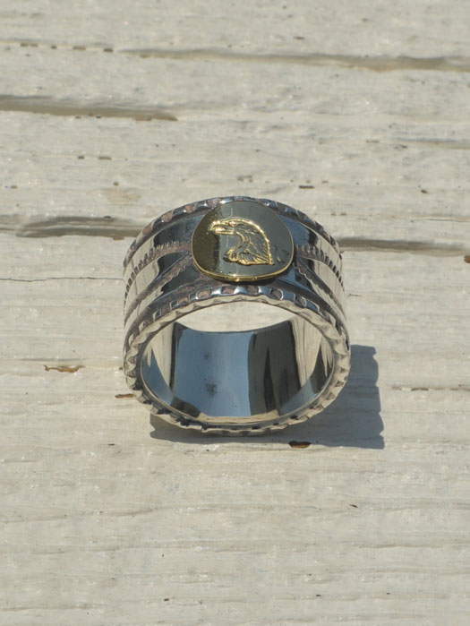 EFRG-0032　18K EAGLE FACE STAMP RING