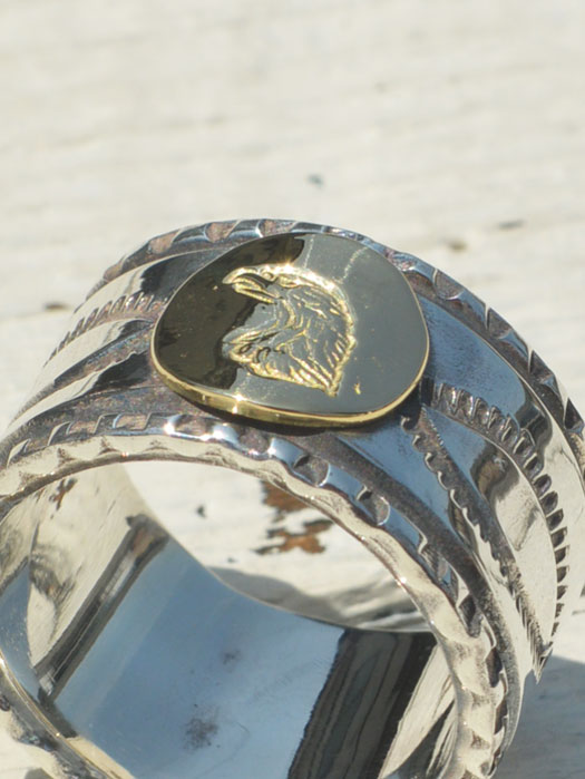 EFRG-0032　18K EAGLE FACE STAMP RING