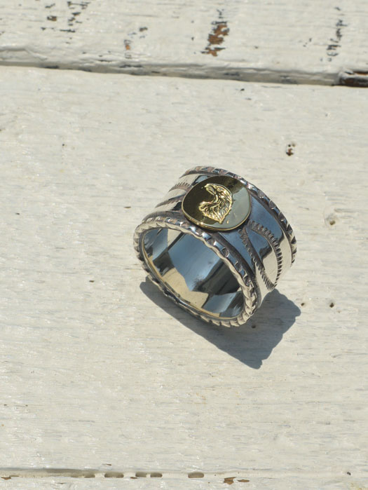 EFRG-0032　18K EAGLE FACE STAMP RING