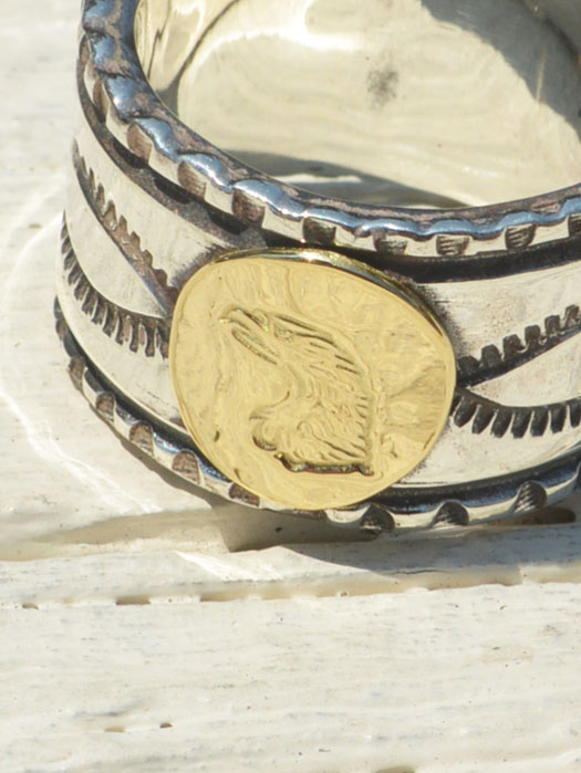 EFRG-0032　18K EAGLE FACE STAMP RING