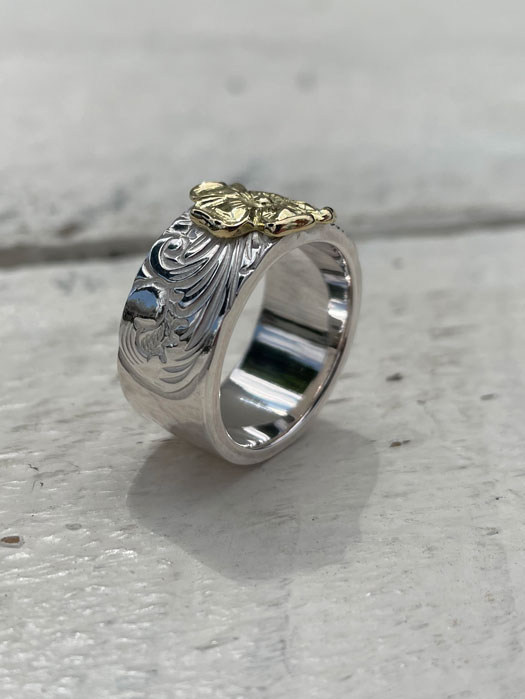 RG-0055　KARAKUSA ROSE RING No. 55 (10mm/18K GOLD ACCENT)