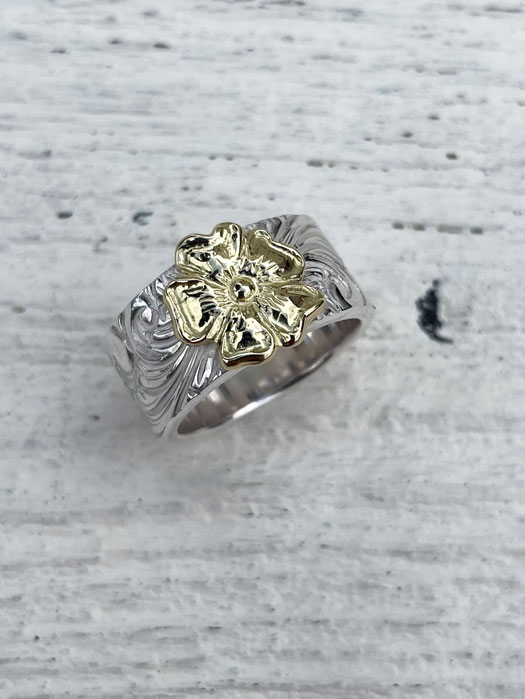 RG-0055　KARAKUSA ROSE RING No. 55 (10mm/18K GOLD ACCENT)