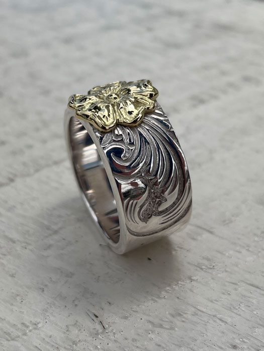 RG-0055　KARAKUSA ROSE RING No. 55 (10mm/18K GOLD ACCENT)