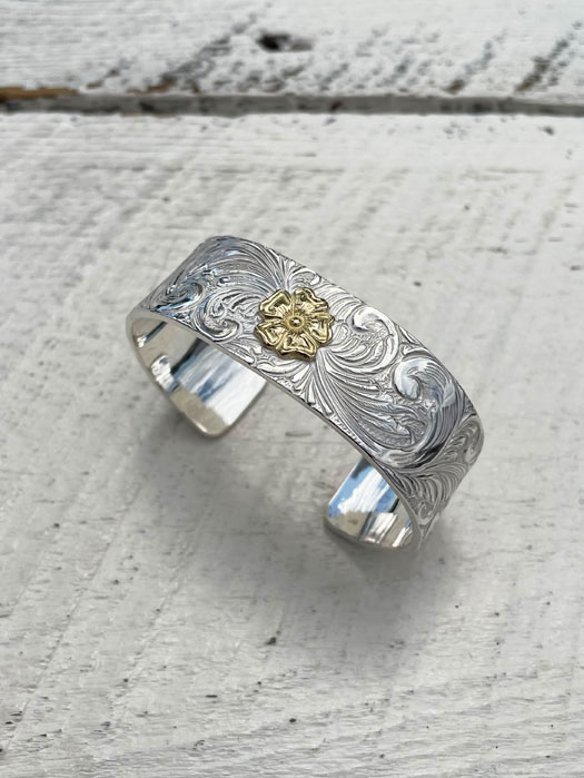 BR-0042　KARAKUSA ROSE BRACELET No. 42 (20mm, 18K GOLD ACCENT)　