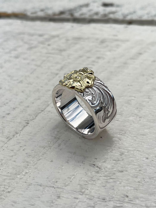 RG-0055　KARAKUSA ROSE RING No. 55 (10mm/18K GOLD ACCENT)