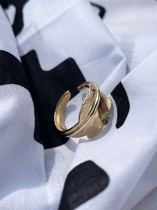EFRG-0021 18K GOLD KAZEKIRI FEATHER PINKIE RING　
