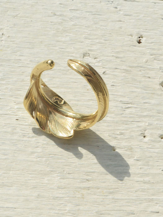 EFRG-0021 18K GOLD KAZEKIRI FEATHER PINKIE RING