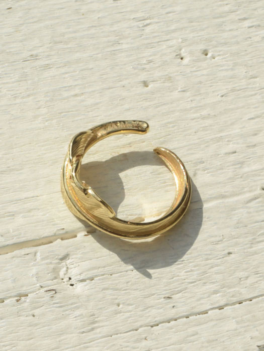 EFRG-0021 18K GOLD KAZEKIRI FEATHER PINKIE RING