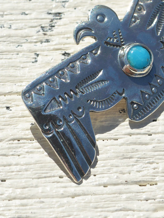 OT-P0319 THUNDERBIRD PIN (OPEN WING,TURQUOISE)
