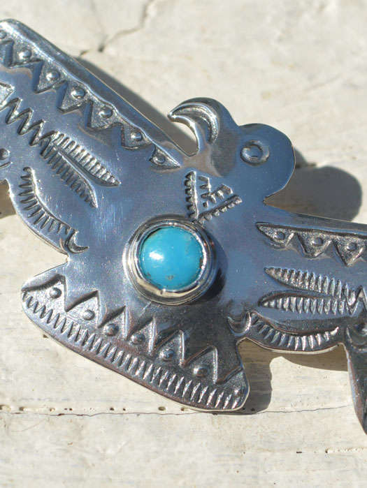 OT-P0319 THUNDERBIRD PIN (OPEN WING,TURQUOISE)