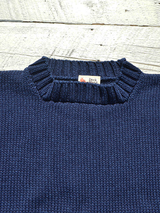 【DECK HAND】　INDIGO COTTON CREW NECK