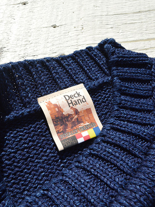 【DECK HAND】　INDIGO COTTON CREW NECK