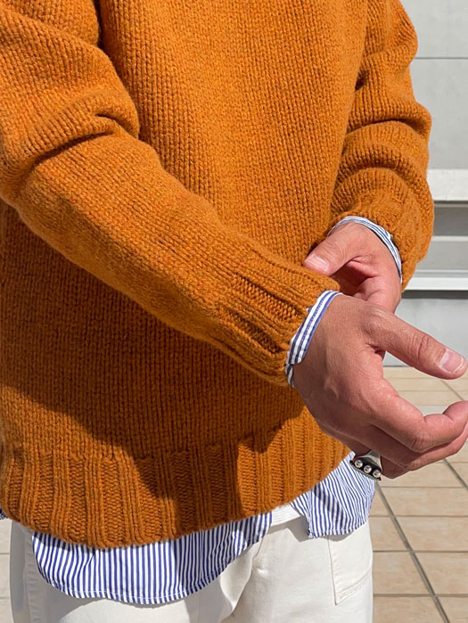 Crew Neck Saddle Shetland (Heavy Weight)