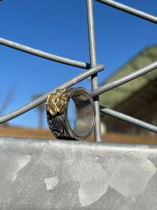 RG-0055　KARAKUSA ROSE RING No. 55 (10mm/18K GOLD ACCENT)