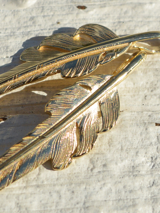 EFNL-0028　18K GOLD KAZEKIRI FEATHER PENDANT No. 28　(S)