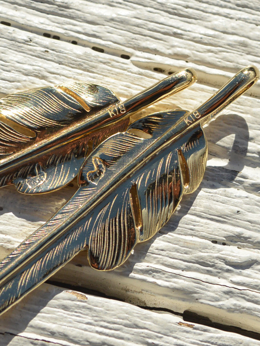 EFNL-0029　18K GOLD KAZEKIRI FEATHER PENDANT No. 29　(M)