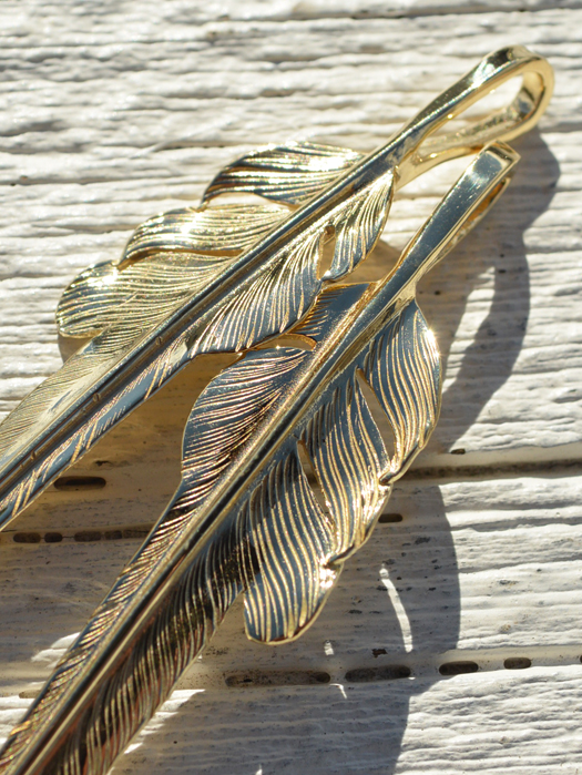 EFNL-0030　18K GOLD KAZEKIRI FEATHER PENDANT No. 30　(L)
