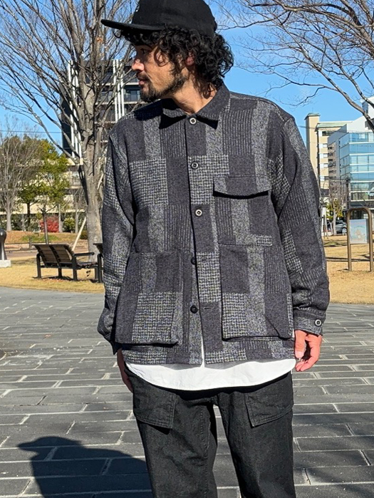 Digs Crew Half  (Cotton Tweed Patch Check)　